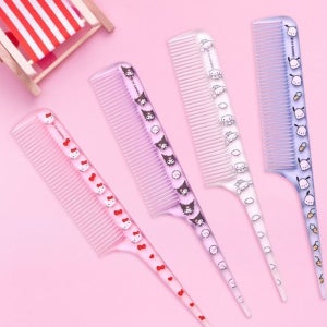 산리오 투명꼬리빗 미니빗 일자빗 플라스틱 헤어브러쉬