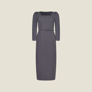 [르로망] [2사이즈 당일출고]_Square-neck Slim Dress(LL) / Gray(4color)
