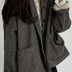 클래식 체크 울 자켓