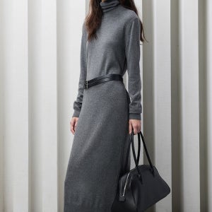 울 니트 맥시 드레스 - 그레이