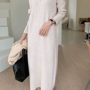 원피스 잔골지 부드러운 만삭촬영원피스 주수원피스 니트 하객룩 결혼식 임신복 봄 가을