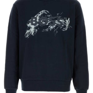 보스 네이비 블루 코튼 스웨트셔츠 50549283 404