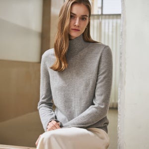 [메종바인] [Black label : Cariaggi] 프리미엄 이탈리안 캐시미어 100 슬릿 터틀넥 - grey