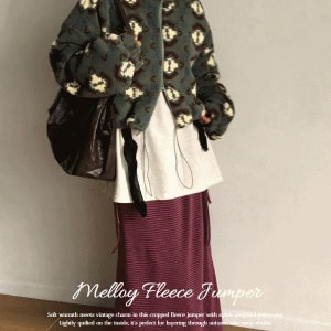 내일도착 후리스 [포근/따뜻] 멜로이 자가드 하이넥 스트링 크롭 누빔 후리스 자켓 점퍼 2 color 덤블집업