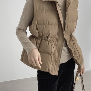 스트링 후드 패딩조끼(3C)