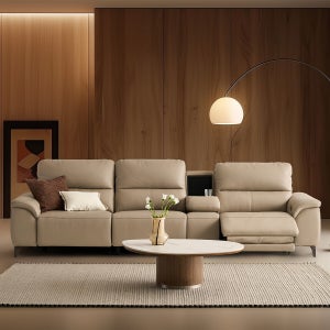 더 마제스 4인 가죽 리클라이너 소파 홈바형 시베드 브라운