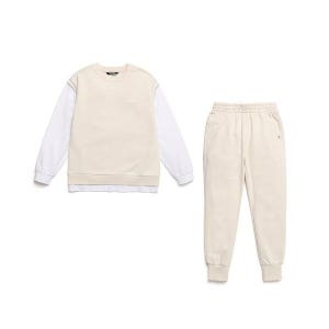 블랙야크키즈 백화점정품 ki 키즈부터 주니어 가을 데일리룩 오버핏 레이어드 맨투맨+조거 팬츠 세트 모하 택1