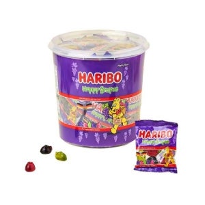 하리보 해피그레이프 3가지 포도맛 젤리 버킷 1kg x 2개 소포장 대용량 아이들간식 /J