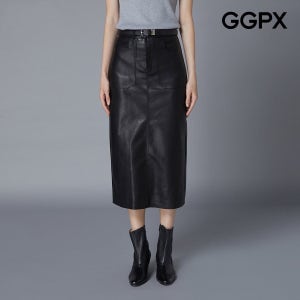 GGPX 벨티드 H라인 페이크 레더 스커트 GO8SK053F 1268354