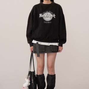 여성 여자 하드락 오사카 빈티지 맨투맨 오버 루즈핏 올드스쿨 검정 블랙 스웻셔츠