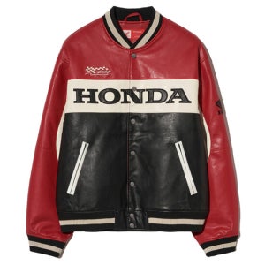혼다 모터사이클 Wappen Leather Varsity Jacket_Red
