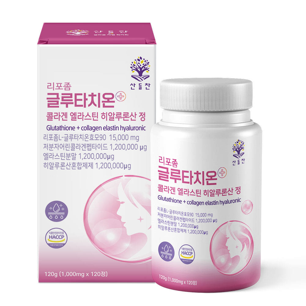 산들찬 리포좀글루타치온 플러스 콜라겐 엘라스틴 히알루론산 1000mg x 120정 1개