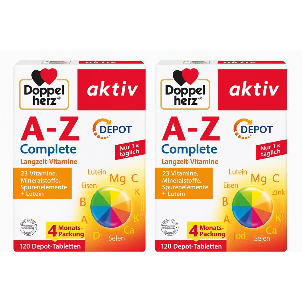 <b>도펠헤르츠 종합</b>비타민 미네랄 루테인 120정 2개세트 장기 복용 건강 보조