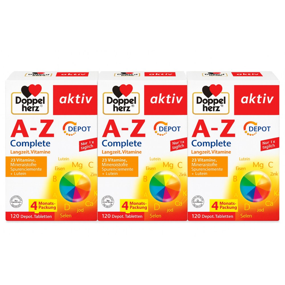 <b>도펠헤르츠 종합</b>비타민 미네랄 루테인 120정 3개세트 장기 복용 건강 보조