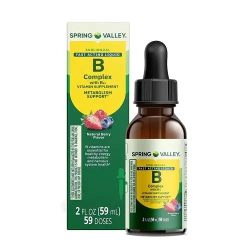 Spring Valley <b>비타민</b>B 콤플렉스 패스트액팅 베리맛 리퀴드 드롭스 59ml