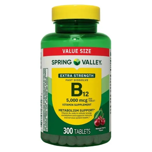 Spring Valley <b>비타민</b>B12 5000mcg 엑스트라스트렝스 체리맛 타블렛 300정