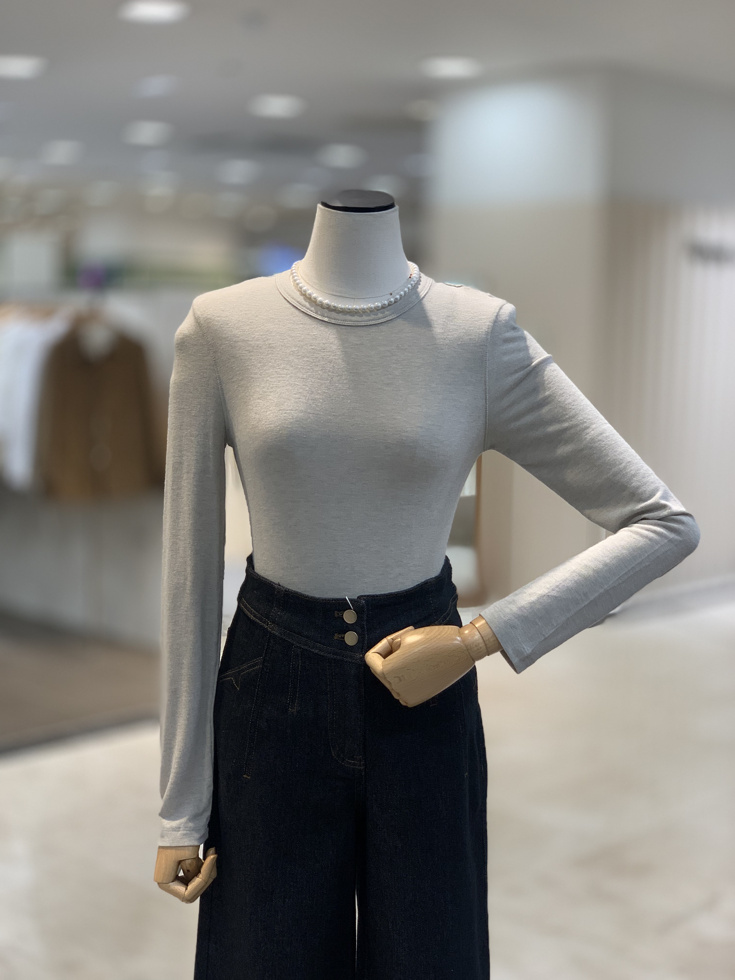 잇미샤 베이직 <b>슬림</b> 울 블렌디드 져지 <b>티셔츠</b> ITOAWTS19