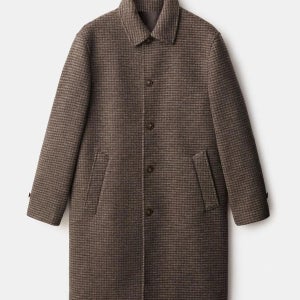 망고 클래식 체크 싱글코트 울혼방 롱코트 17017889 MARRON MEDIO