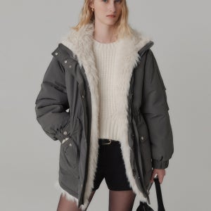 [룩캐스트] 벨라 리버시블 비건 퍼 패딩_그레이 / BELLA RIVERSIBLE VEGAN FUR PADDING_GREY LK2FWTOP025-GR