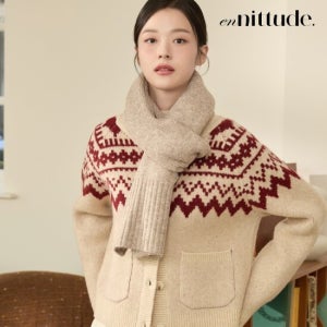 엔니튜드 울 블렌드 니트 숄 머플러 TV상품