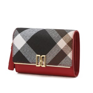[닥스 액세서리] [TARTAN CHECK] 레드 체크 DD로고 가죽 반지갑 DCWA6E362R2