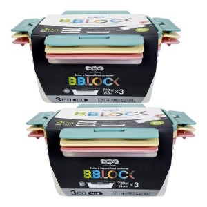 비비락 파스텔 간편용기 직사각 2호(720mlX3개입) X 2개 (WFJWDXC)