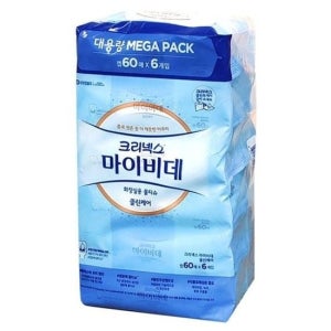 화장실 물티슈 60매 6팩 비데 전용 위생 티슈 크리넥스마이비데 화장실물티슈 비데대용