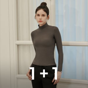 요가웨어 긴팔티셔츠 소프웜 요가복상의긴팔 하이넥 티셔츠 1+1