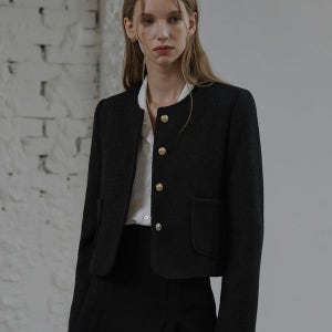 [드헤베] Belly Warm Tweed Jacket [Black]