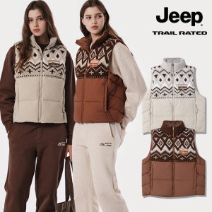 지프 25FW 최신상 로사 트레일 여성용 니트 배색 덕다운 패딩 베스트 1종 TV상품