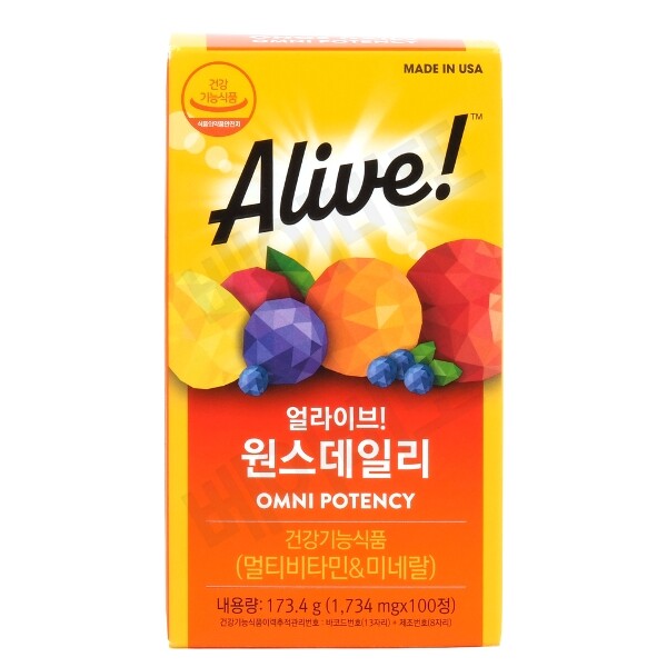 얼라이브 얼라이브 원스데일리 멀티비타민 미네랄 1734mg 100정 1개