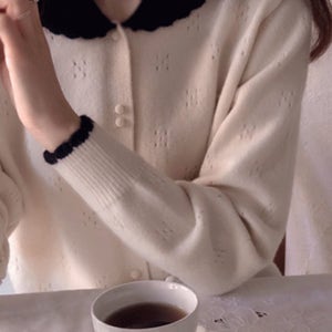 [LABEL] 쇼콜라드 물결카라 시즌펀칭 부드런스판 도톰니트 [size:F(55~66)] [입고지연 1/19일이후 순차배송]