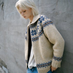 [그린버터] Shearling Nordic Zip Cardigan (Beige) 001