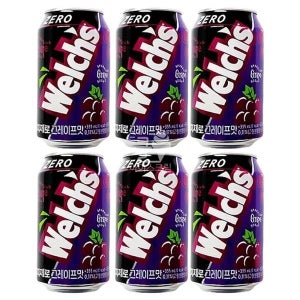 웰치 제로 그레이프맛 355ml 6개