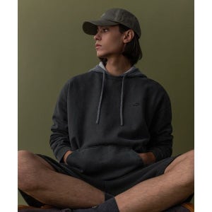 LACOSTE 남성 가먼트다잉 하프집업 후드 [그레이]