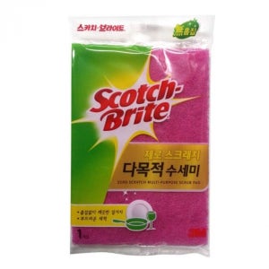 3M 수세미 청소 브라이트 제로스크래치 1p 설거지 주방용 스크래치 그릇닦이 다목적