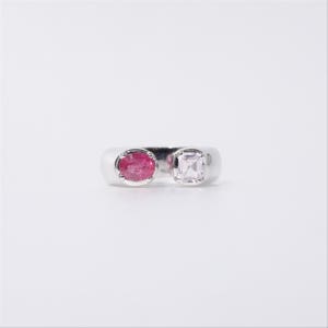 너와 나 (화이트 사파이어 + 천연 루비) 실버 반지, 멧별서울