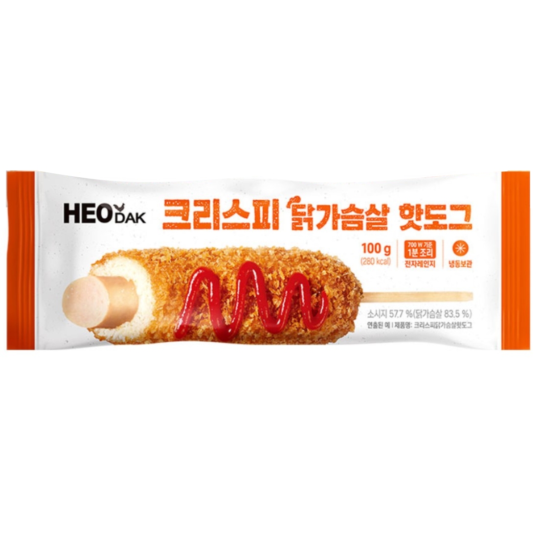 우양 허닭 크리스피 닭가슴살 핫도그