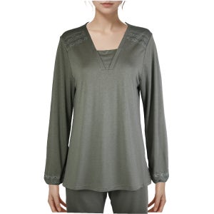 [롯데백화점] 비비안 톤다운 카키 실크 함유 고급스러운 여성 이지웨어 상의 EZ1941 LE1220439768