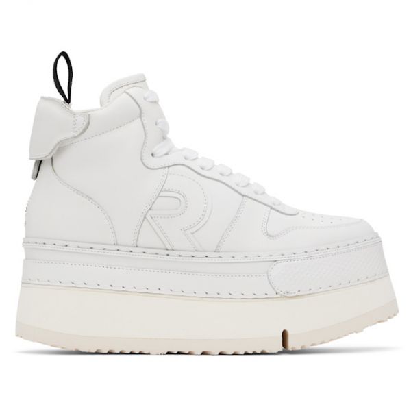 R13 White Riot Leather High Top Sneakers 251021F127007