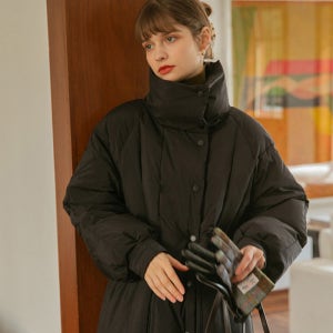 [르니나] JADE stand collar down padding_BLACK