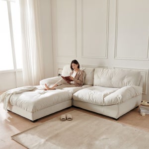 동서가구 구스 패브릭 모듈 3.5인 구름 소파+스툴 DF927103