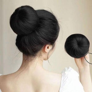 블랙 올림머리 가발 업스타일 헤어망 부분가발 똥머리