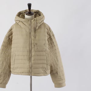 [덕다운]밑단스트링 후드 경량숏패딩