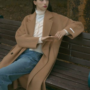 [드로우핏우먼] 울 핸드메이드 더블 롱코트_DFWMCT4410