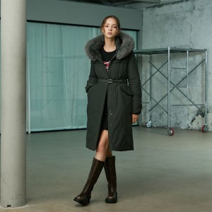 [롯데백화점] 에고이스트 인퀼팅 벨티드 폭스퍼 구스 롱다운 ER4TD006 LE1220445330