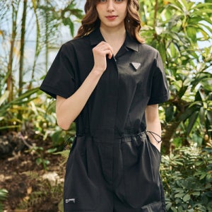 여성 나일론 스판 메쉬 안감 반바지 점프수트 블랙_CHE2WOP5657BK