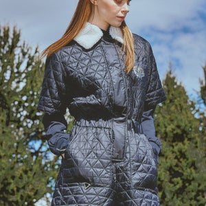 여성 보아카라 다이아퀼팅 반바지형 패딩 점프수트 블랙_CHD4WOP4851BK