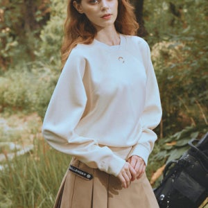 여성 드레이프저지 라글란소매 긴팔티셔츠 크림_CHD3WLT4734CR