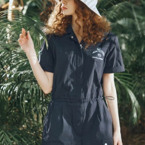 와샤조직 ADDICTED 여성 등판메쉬 반바지 점프수트 블랙_CHD2WOP0661BK